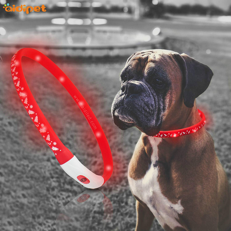 Мода доведе домашен любимец осветление куче зареждане силикон осветена светлоотразително светодиодно куче проследяване водоустойчива колие колие