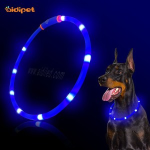 Куче мигащ светодиодна яка мек TPR материал USB акумулаторен супер ярък светодиодна яка куче отрязани с различен размер, за да отговарят на малките